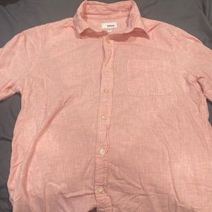 Pink Short Sleeve button down with front pocket